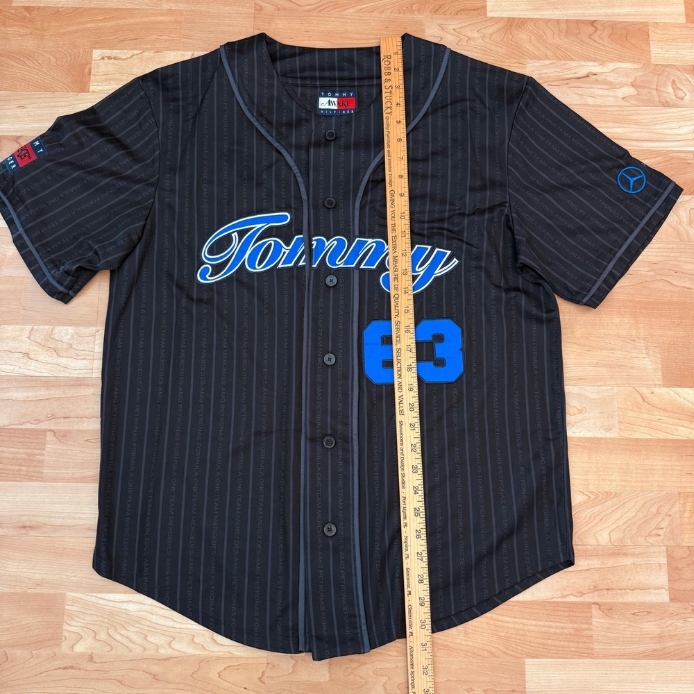 Tommy Hilfiger Awake NY Mercedes AMG F1 George Russell 63 Baseball Jersey Black - Picture 6 of 8